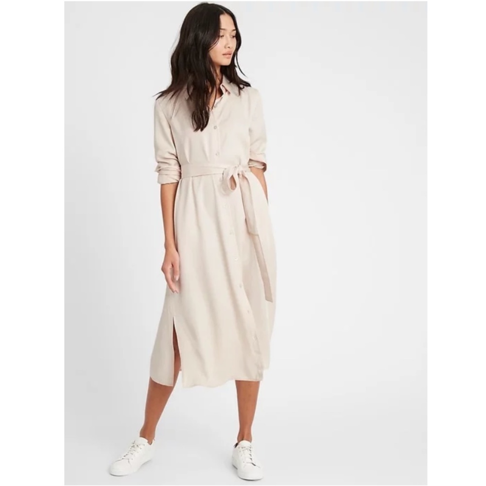Banana Republic TENCEL Midi Shirt Dress, Size S Petite NWT